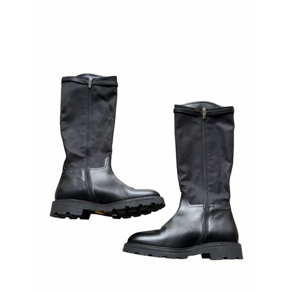 La Canadienne Quintin Leather Nylon Knee High Boots in Black 7.5US Made in Italy - Picture 3 of 8
